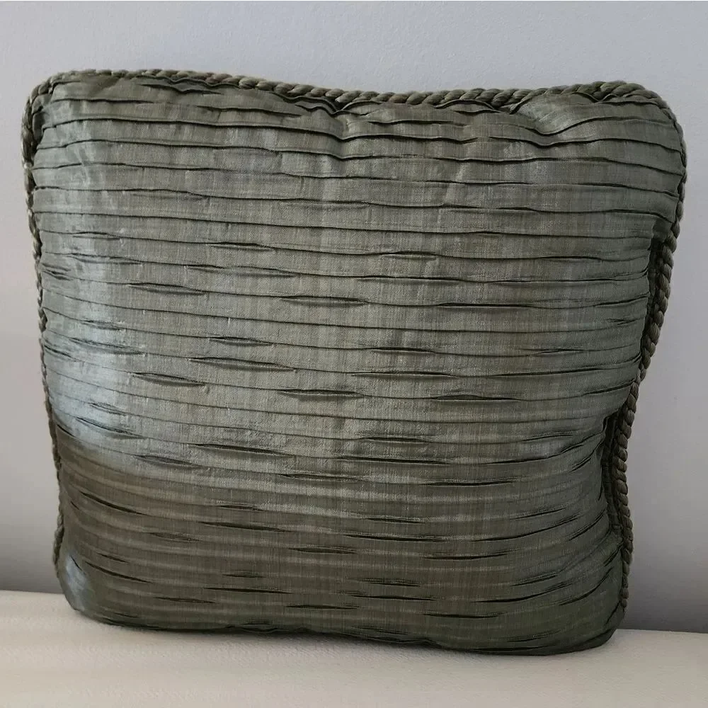 Vintage Throw Pillow 17x17 1960's Mid Century Textured Green